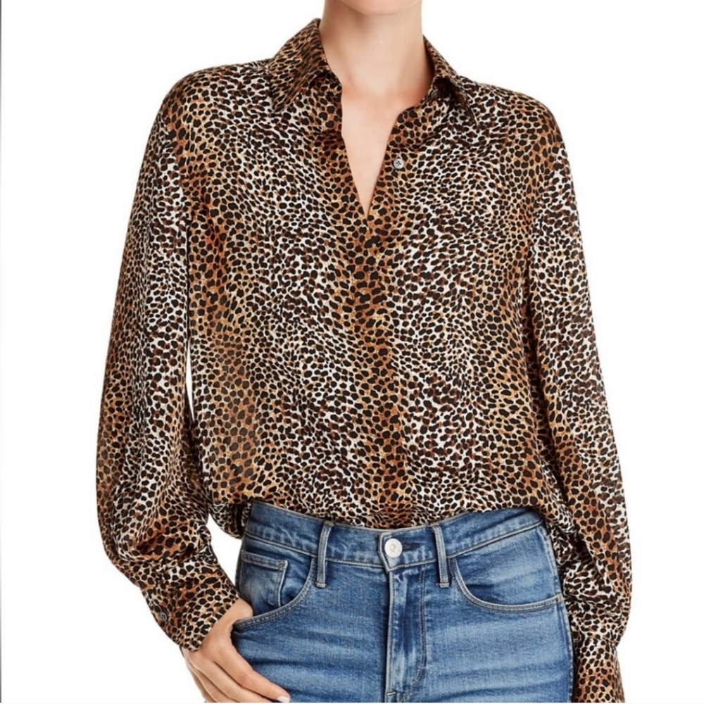 Equipment Cheetah Print Button down Blouse XS